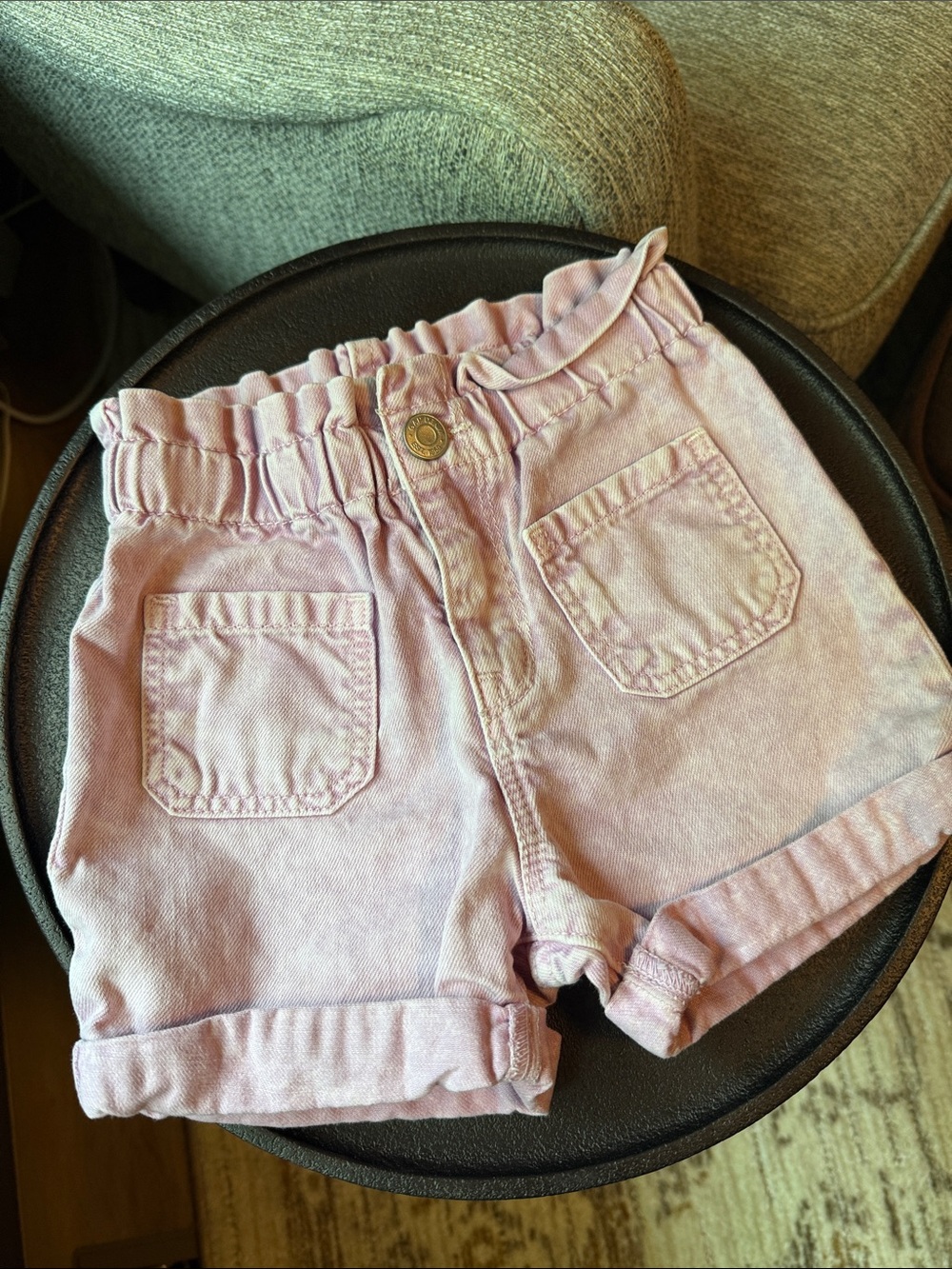 GAP Lavender Ruffle Waist Denim Shorts